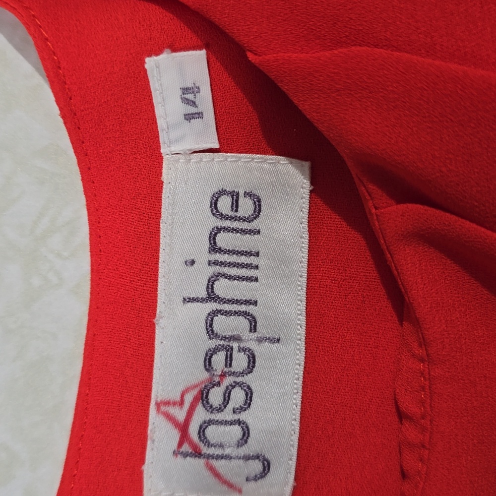 Elegant Redish‎ Orange Blouse with Gold Button Detail Size 14 - Picture 9 of 13